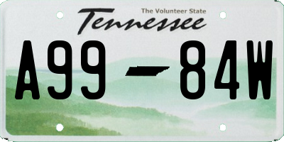 TN license plate A9984W