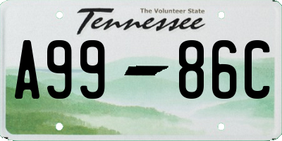 TN license plate A9986C