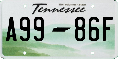 TN license plate A9986F
