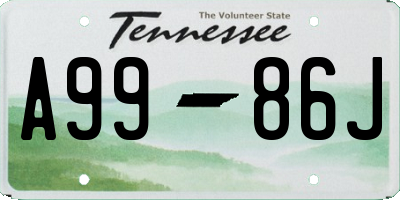 TN license plate A9986J