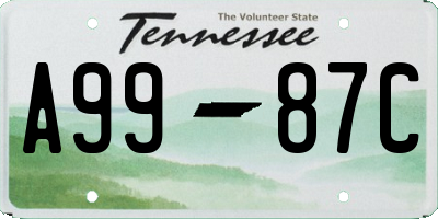 TN license plate A9987C