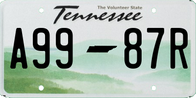 TN license plate A9987R