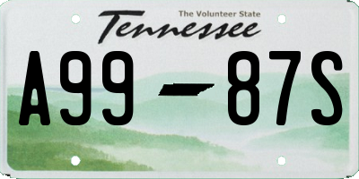 TN license plate A9987S