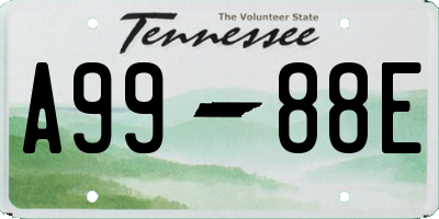 TN license plate A9988E