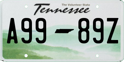 TN license plate A9989Z