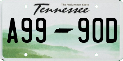 TN license plate A9990D