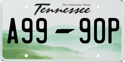TN license plate A9990P