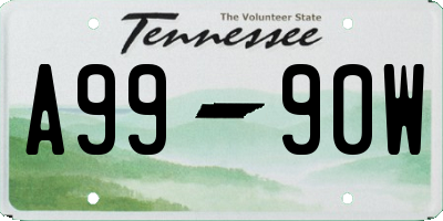 TN license plate A9990W