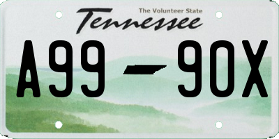 TN license plate A9990X
