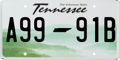 TN license plate A9991B