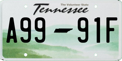 TN license plate A9991F