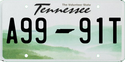 TN license plate A9991T