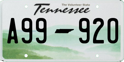 TN license plate A9992O
