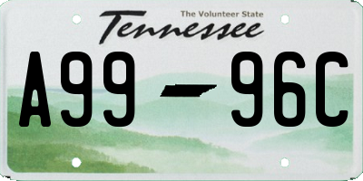 TN license plate A9996C
