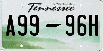 TN license plate A9996H