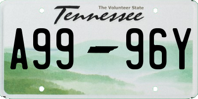 TN license plate A9996Y