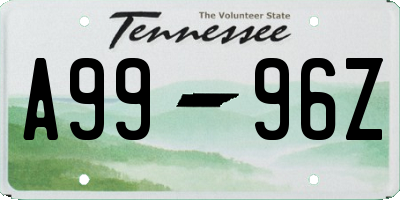 TN license plate A9996Z