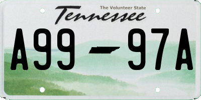 TN license plate A9997A