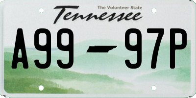 TN license plate A9997P