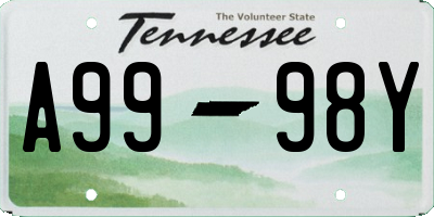 TN license plate A9998Y