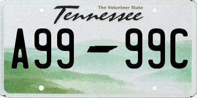 TN license plate A9999C