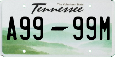 TN license plate A9999M