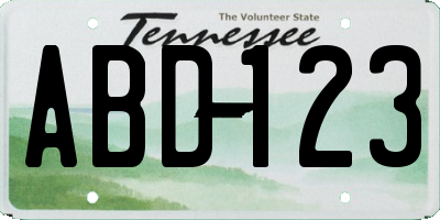 TN license plate ABD123