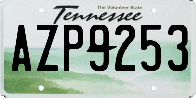 TN license plate AZP9253