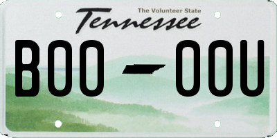 TN license plate B0000U