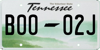 TN license plate B0002J