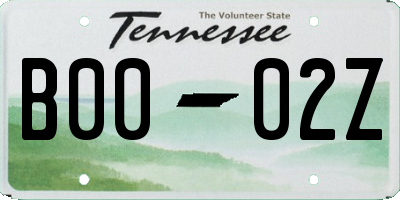 TN license plate B0002Z