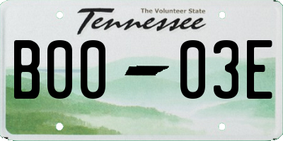 TN license plate B0003E