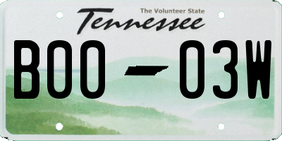 TN license plate B0003W