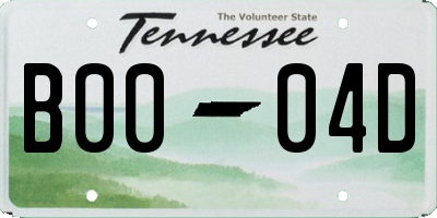TN license plate B0004D