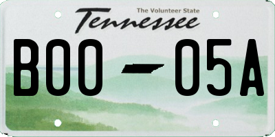 TN license plate B0005A