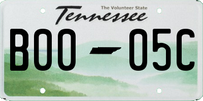 TN license plate B0005C