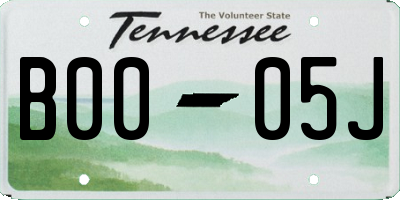TN license plate B0005J