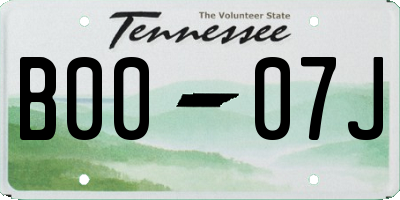 TN license plate B0007J
