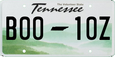 TN license plate B0010Z