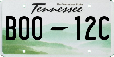 TN license plate B0012C