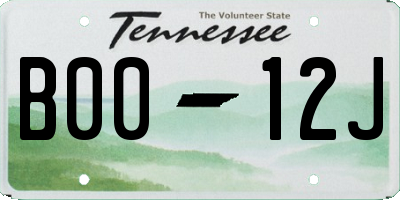 TN license plate B0012J