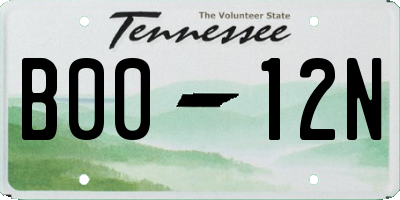 TN license plate B0012N