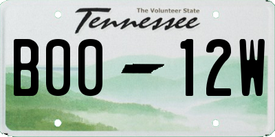 TN license plate B0012W