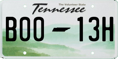 TN license plate B0013H