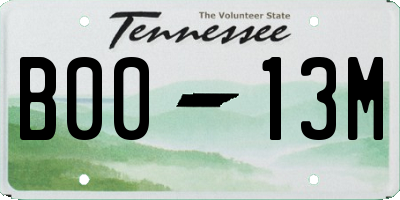 TN license plate B0013M
