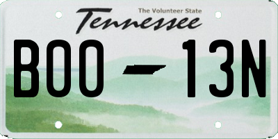 TN license plate B0013N