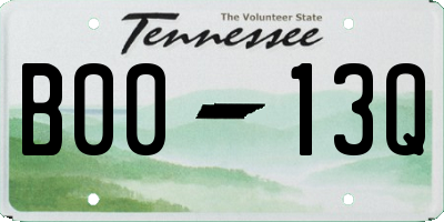 TN license plate B0013Q