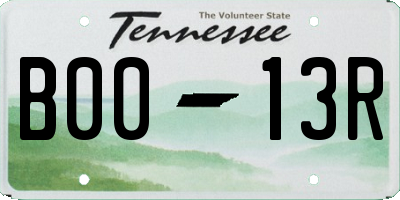 TN license plate B0013R
