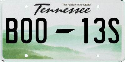 TN license plate B0013S