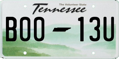TN license plate B0013U